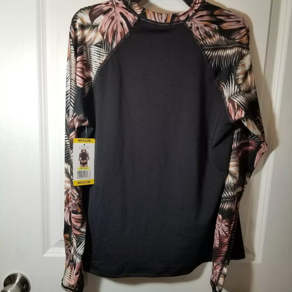 Hurley UPF 50+ Women's Black/Scattered Palms Swim Shirt Long Sleeve -NWT - Picture 4 of 6